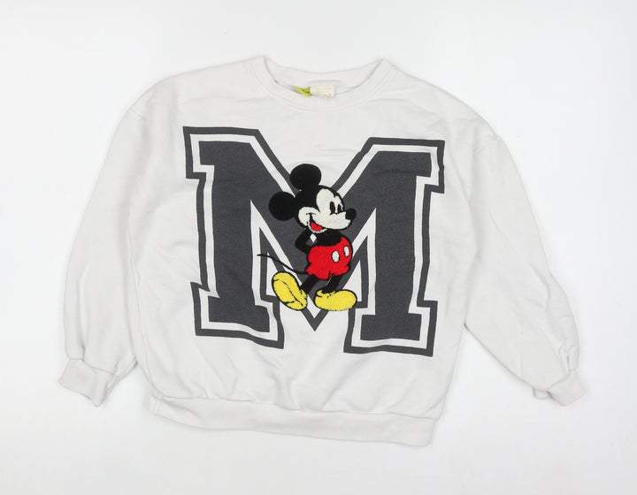 Disney Boys White Mickey Mouse Pullover Sweatshirt 9 Years 90th Anniversary