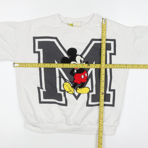 Disney Boys White Mickey Mouse Pullover Sweatshirt 9 Years 90th Anniversary