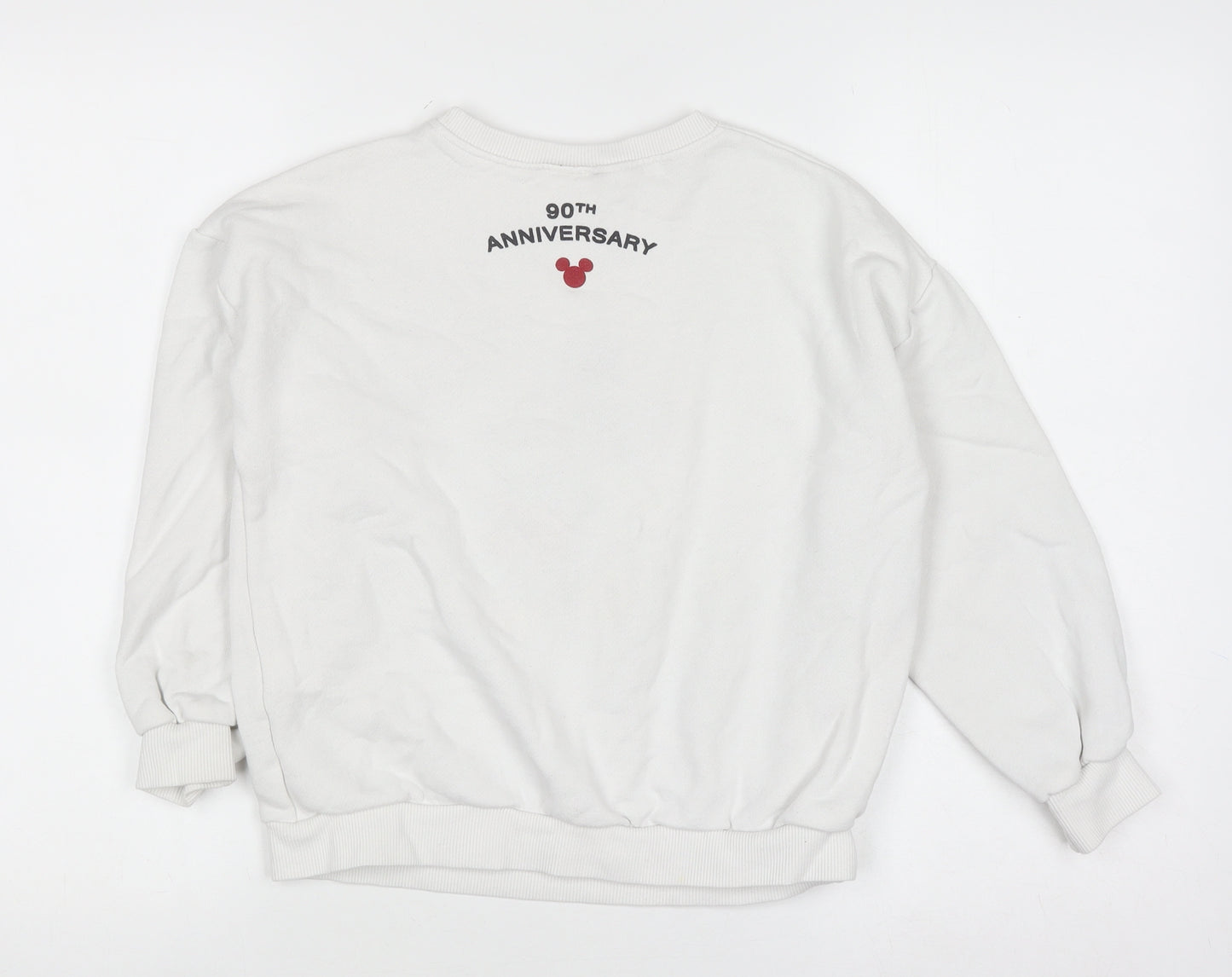 Disney Boys White Mickey Mouse Pullover Sweatshirt 9 Years 90th Anniversary