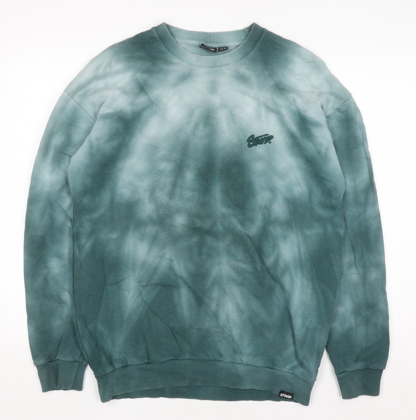 Pull & Bear Men’s Green Tie Dye Pullover Sweatshirt Size S
