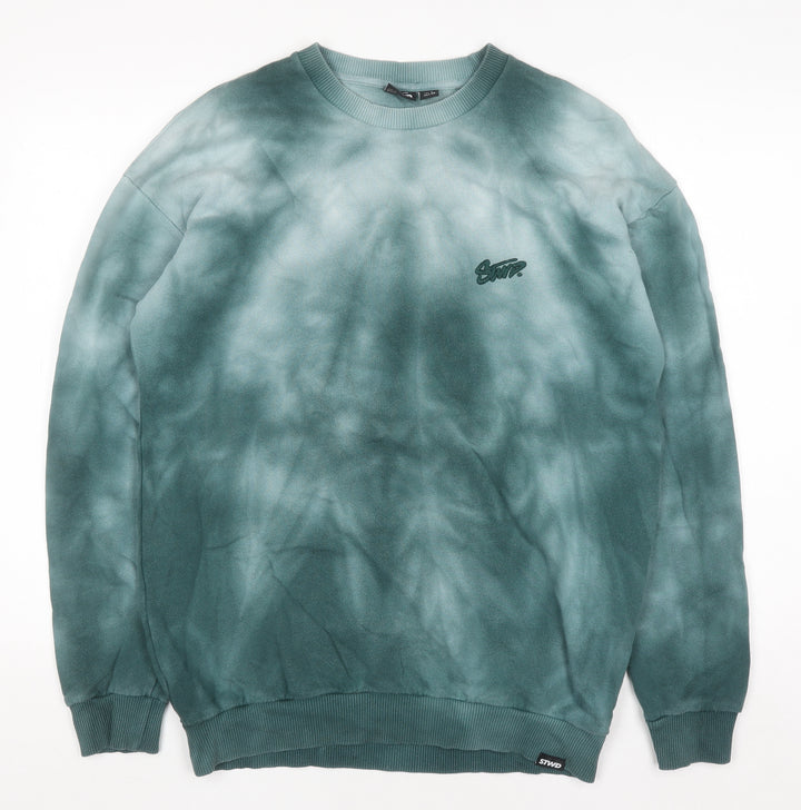 Pull & Bear Men’s Green Tie Dye Pullover Sweatshirt Size S