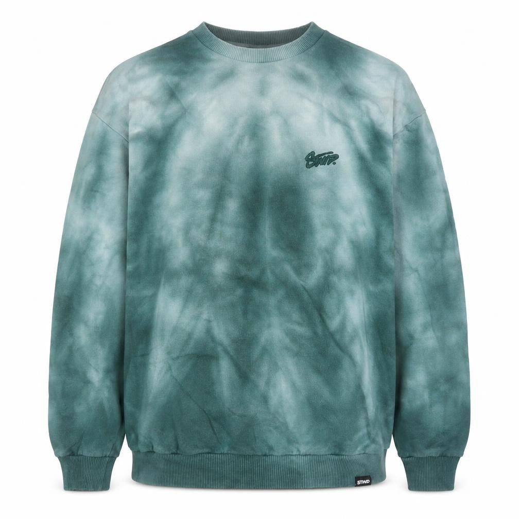 Pull&Bear Men’s Green Tie Dye Pullover Sweatshirt Size S