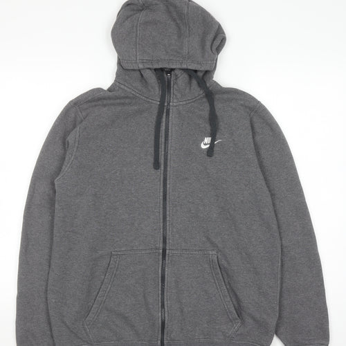 Nike Men's Grey Full Zip Hoodie Medium Regular Fit Cotton Blend