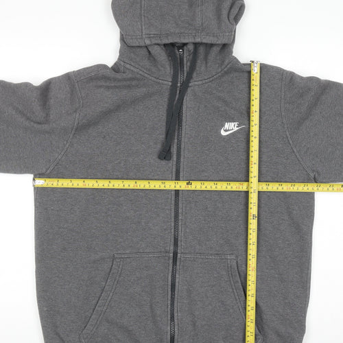 Nike Men's Grey Full Zip Hoodie Medium Regular Fit Cotton Blend