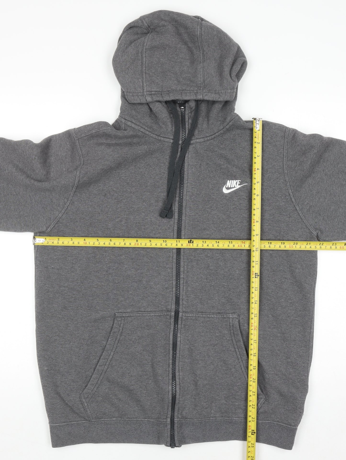 Nike Men's Grey Full Zip Hoodie Medium Regular Fit Cotton Blend