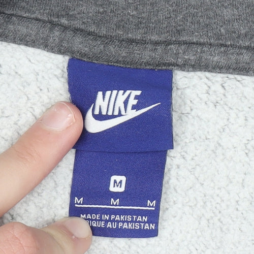 Nike Men's Grey Full Zip Hoodie Medium Regular Fit Cotton Blend