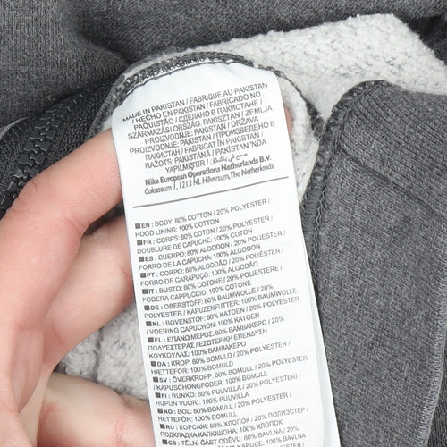 Nike Men's Grey Full Zip Hoodie Medium Regular Fit Cotton Blend