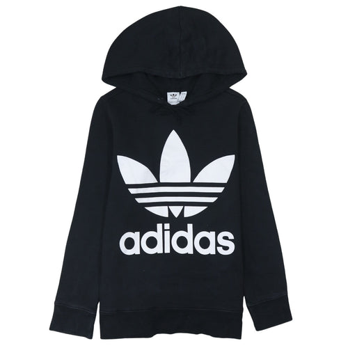 Adidas Women Black Size 16 Hooded Pullover Sweatshirt Trefoil Logo