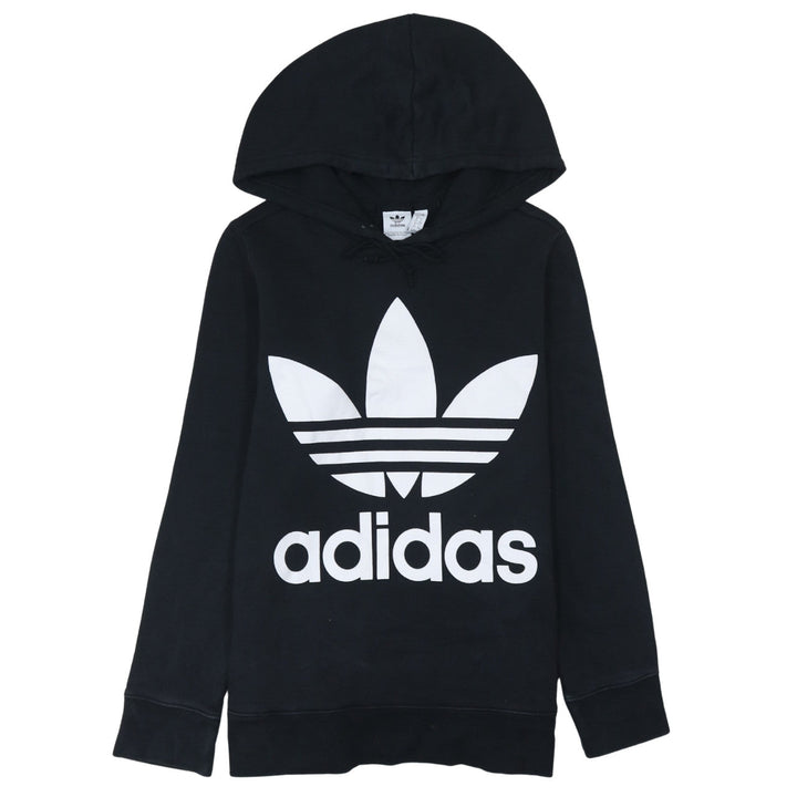 Adidas Women Black Size 16 Hooded Pullover Sweatshirt Trefoil Logo