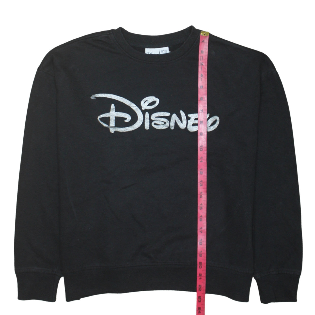 Disney Women’s Black Pullover Sweatshirt UK 10/12 Silver Logo Crew Neck