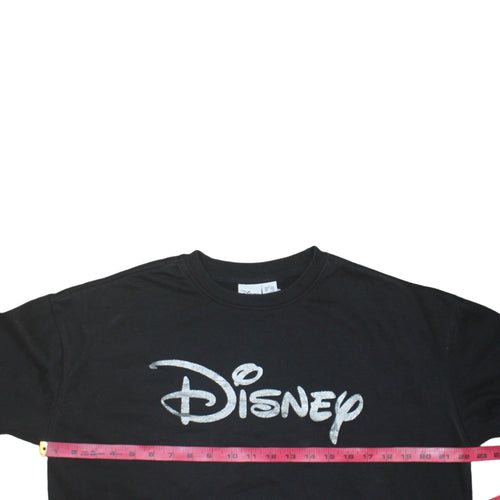 Disney Women’s Black Pullover Sweatshirt UK 10/12 Silver Logo Crew Neck