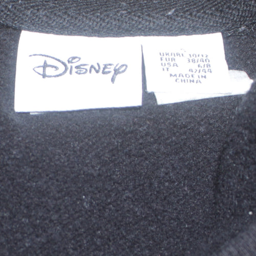 Disney Women’s Black Pullover Sweatshirt UK 10/12 Silver Logo Crew Neck