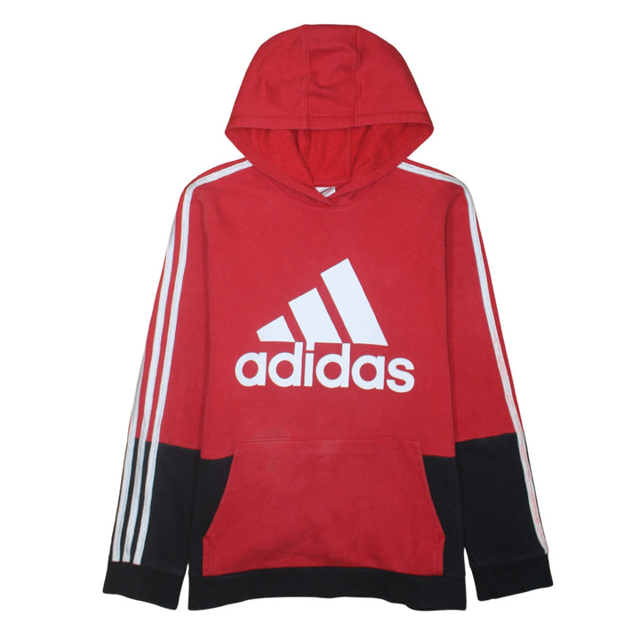 Adidas Womens Red Black Pullover Hoodie Size 18/20 Logo Print