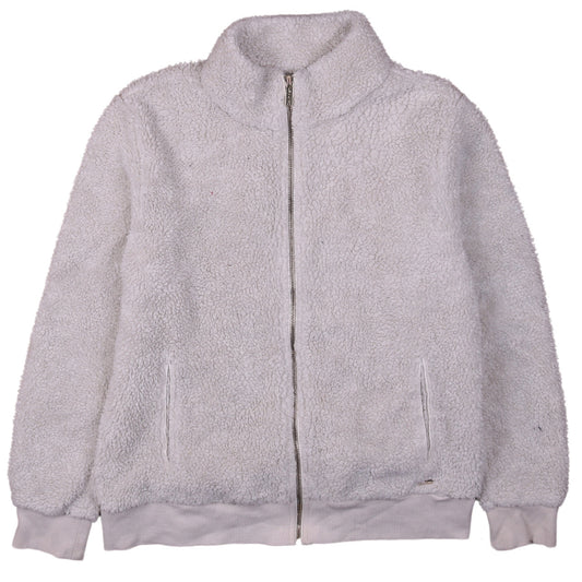 Calvin Klein Women's White Fleece Zip Jacket Size S