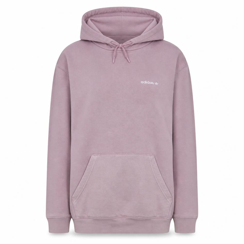 Front view of Adidas women’s mauve pullover hoodie, size UK 10, cotton blend casual