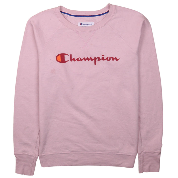 Champion Women Pink Logo Crew Neck Pullover Sweatshirt Size S