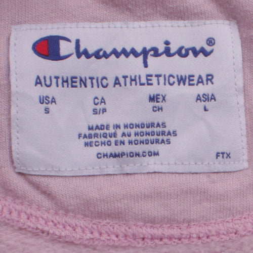 Champion Women Pink Logo Crew Neck Pullover Sweatshirt Size S