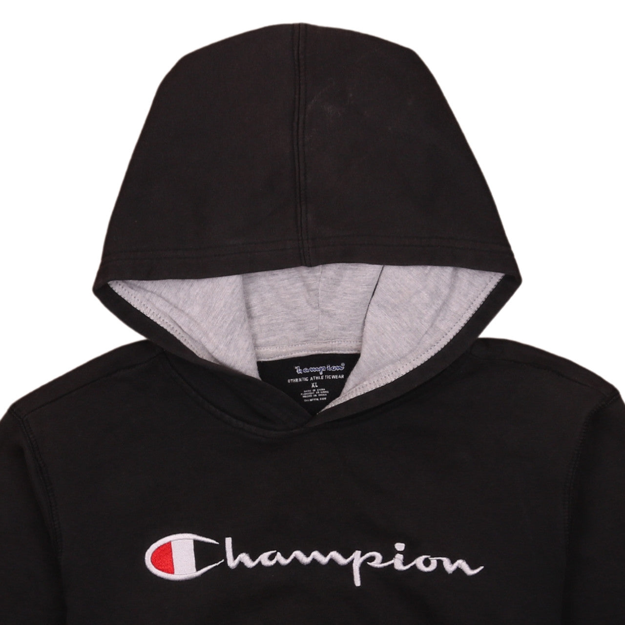 Champion Womens Black XL Pullover Hoodie with Logo Embroidery