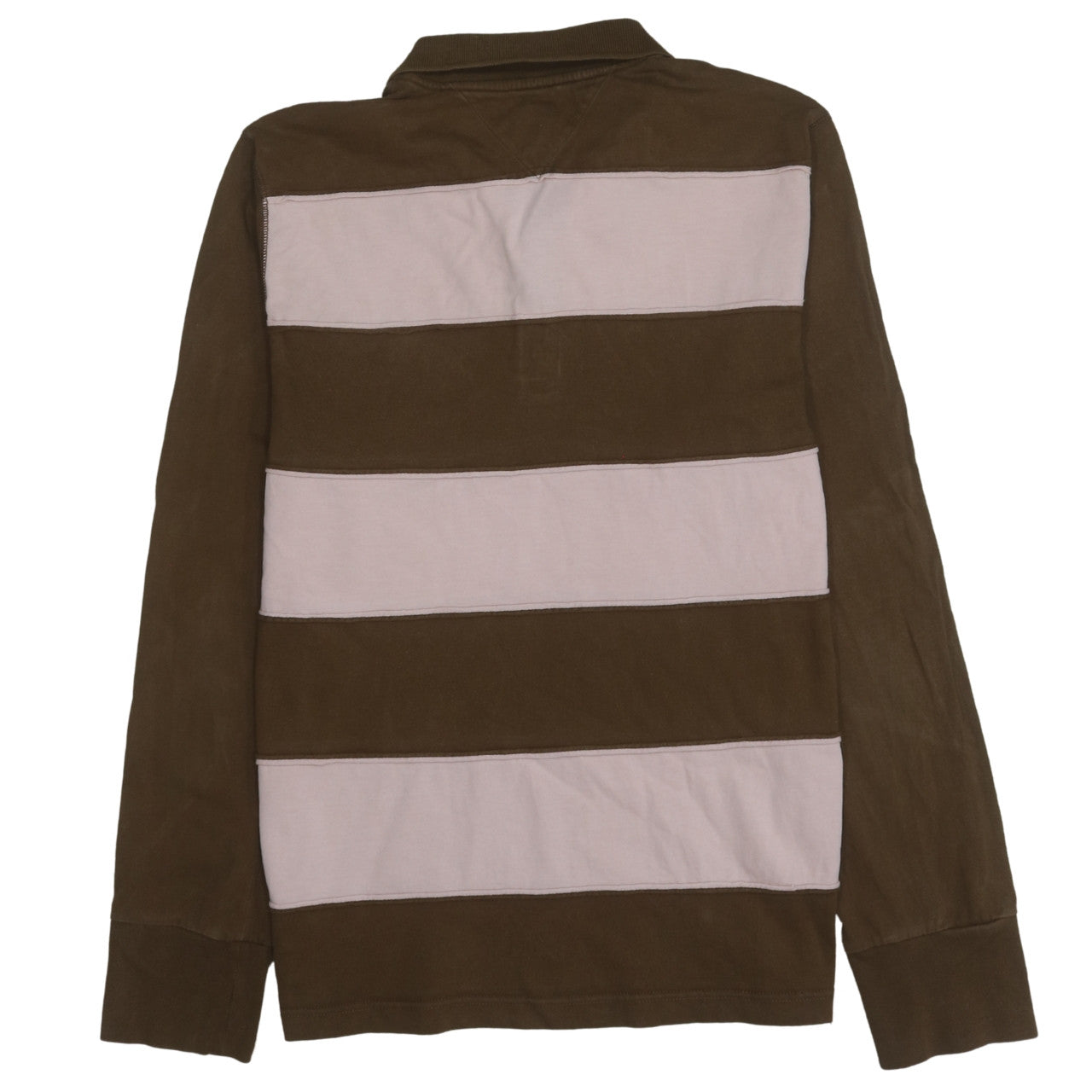 Tommy Hilfiger Men's Brown Striped Long Sleeve Polo Shirt L