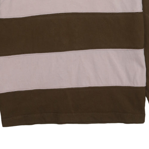 Tommy Hilfiger Men's Brown Striped Long Sleeve Polo Shirt L