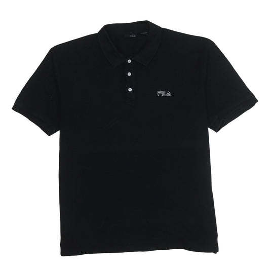 FILA Men's Black Cotton Short Sleeve Polo Shirt Size L