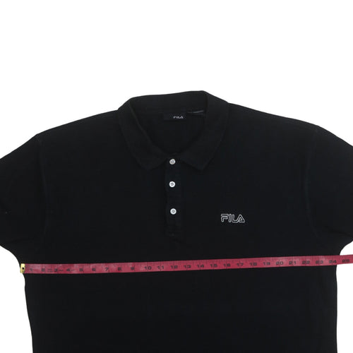 FILA Men's Black Cotton Short Sleeve Polo Shirt Size L