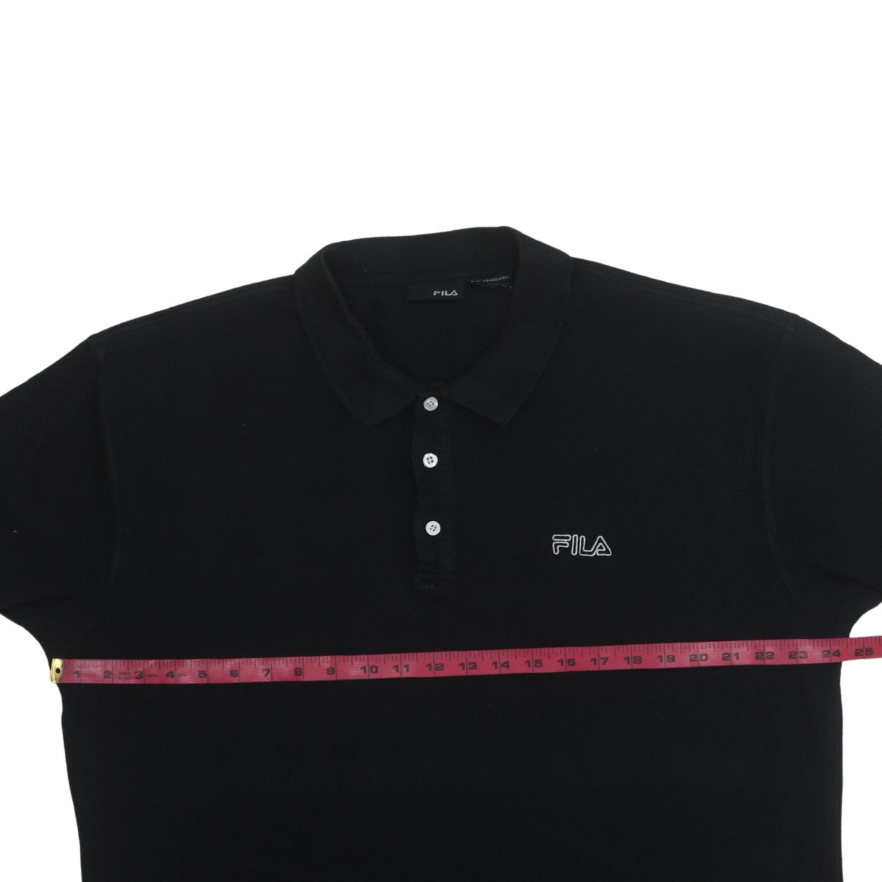 FILA Men's Black Cotton Short Sleeve Polo Shirt Size L