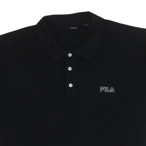 FILA Men's Black Cotton Short Sleeve Polo Shirt Size L