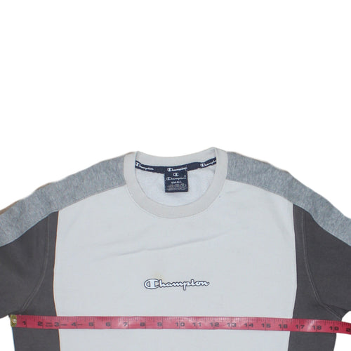Champion Mens Grey Small Crew Neck Logo Pullover Sweatshirt