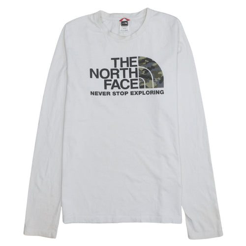The North Face Boys White Cotton Long Sleeve Logo T-Shirt XL