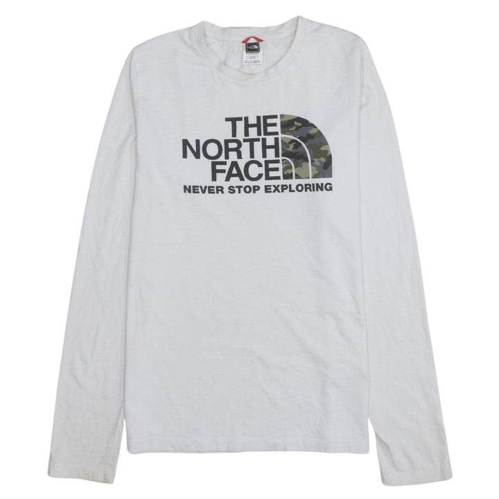 The North Face Boys White Cotton Long Sleeve Logo T-Shirt XL