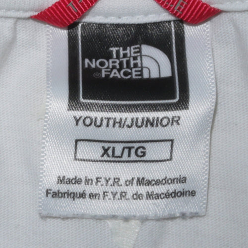 The North Face Boys White Cotton Long Sleeve Logo T-Shirt XL