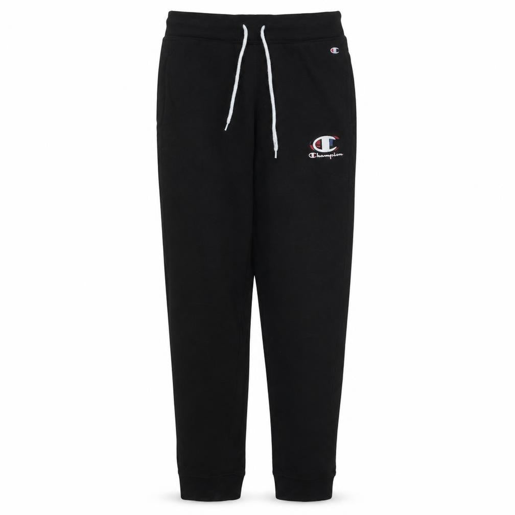 Front view of Champion men’s black small jogger fleece trousers