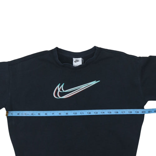 Nike Boys Black XL Crew Neck Pullover Sweatshirt with Logo Detail