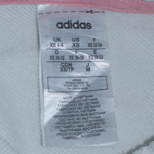 Adidas Womens White Pink Logo Pullover Hoodie XS