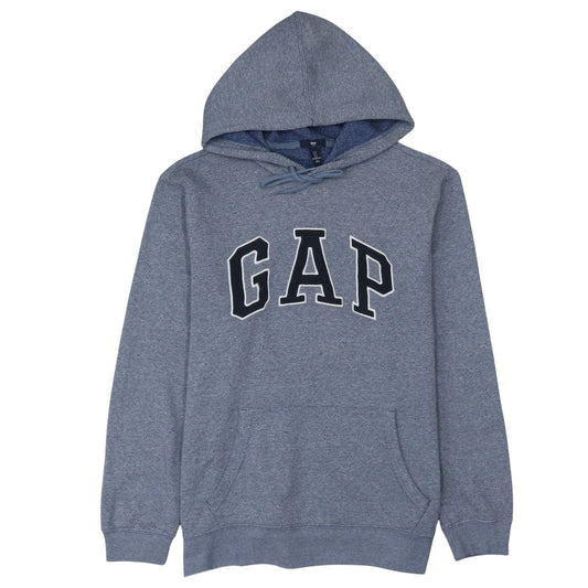 Gap Men Blue Pullover Hoodie L Logo Design Cotton Blend