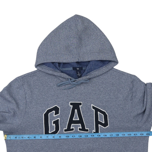 Gap Men Blue Pullover Hoodie L Logo Design Cotton Blend