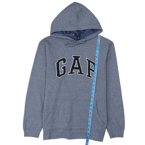 Gap Men Blue Pullover Hoodie L Logo Design Cotton Blend
