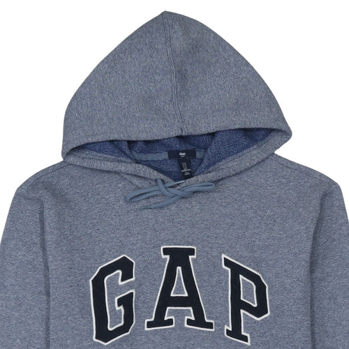 Gap Men Blue Pullover Hoodie L Logo Design Cotton Blend