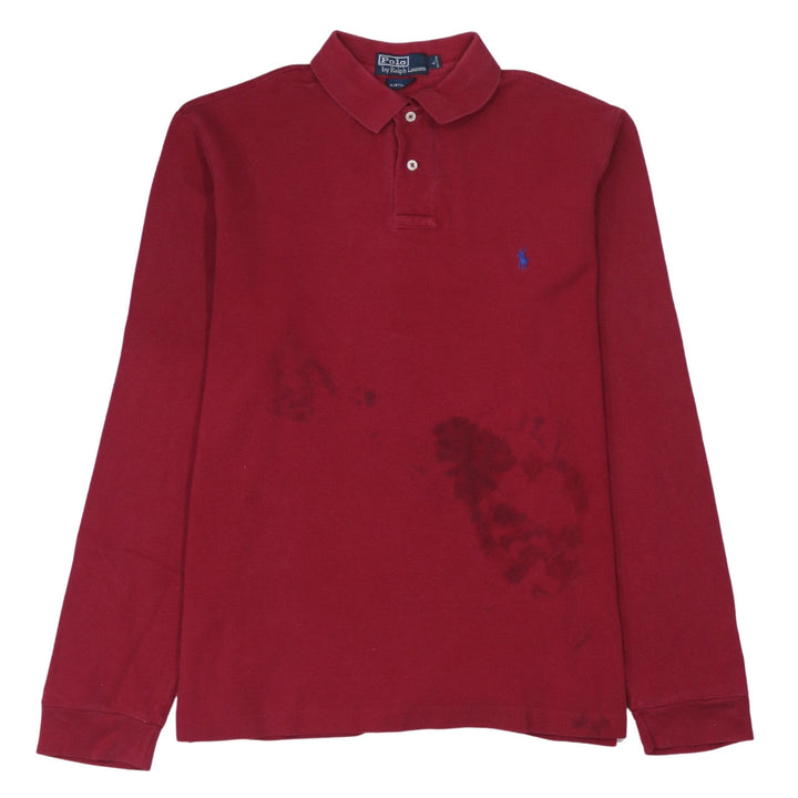 Ralph Lauren Men's Red Long Sleeve Custom Fit Polo Shirt Size L