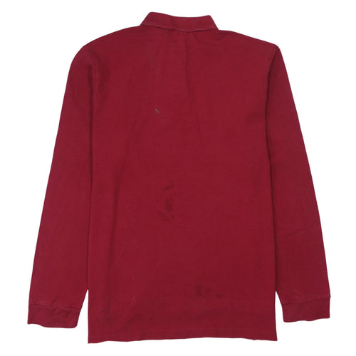 Ralph Lauren Men's Red Long Sleeve Custom Fit Polo Shirt Size L