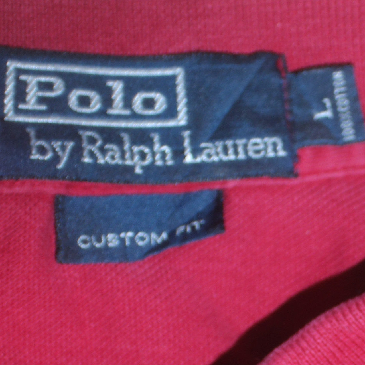 Ralph Lauren Men's Red Long Sleeve Custom Fit Polo Shirt Size L