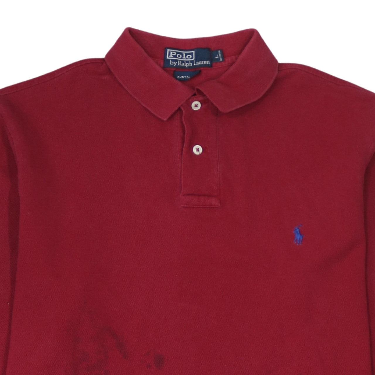 Ralph Lauren Men's Red Long Sleeve Custom Fit Polo Shirt Size L
