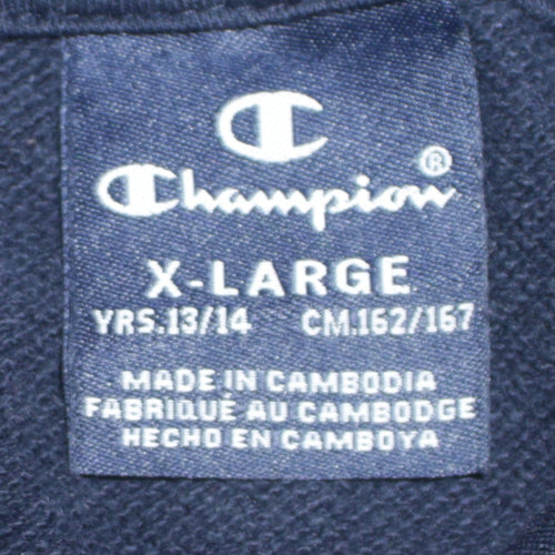 Champion Boys Navy Blue Pullover Hoodie XL 13-14 Years Cotton Blend