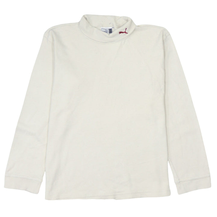 PUMA Men's White XL Roll Neck Long Sleeve Cotton T-Shirt