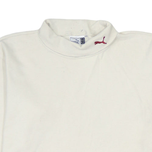 PUMA Men's White XL Roll Neck Long Sleeve Cotton T-Shirt