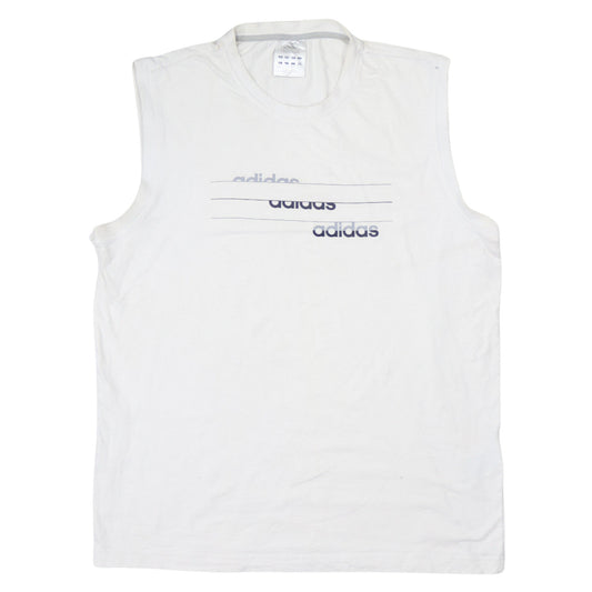 Adidas Men's White Sleeveless Graphic T-Shirt L Cotton Elastane