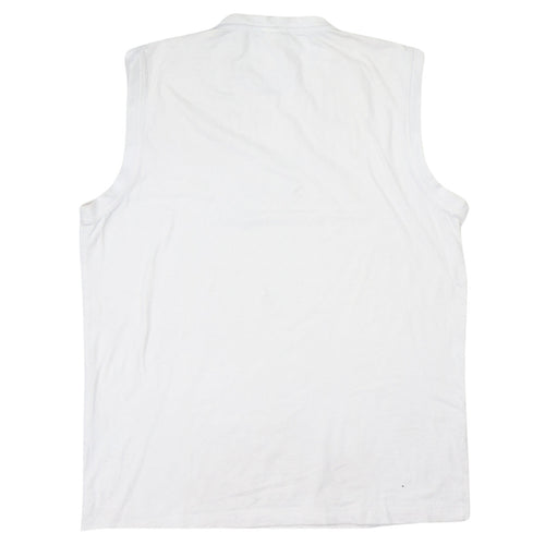 Adidas Men's White Sleeveless Graphic T-Shirt L Cotton Elastane
