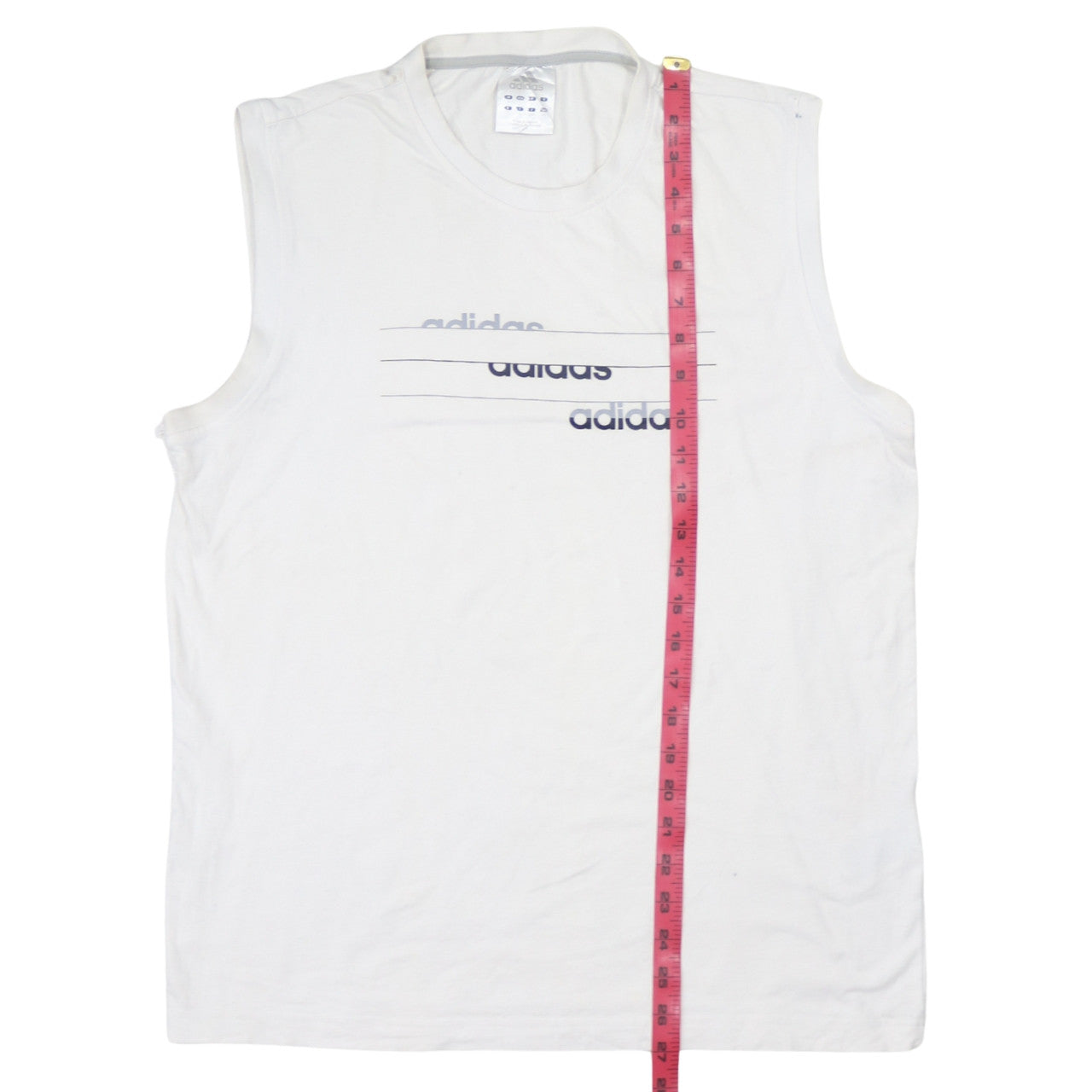 Adidas Men's White Sleeveless Graphic T-Shirt L Cotton Elastane