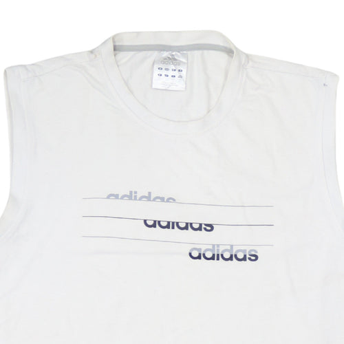 Adidas Men's White Sleeveless Graphic T-Shirt L Cotton Elastane
